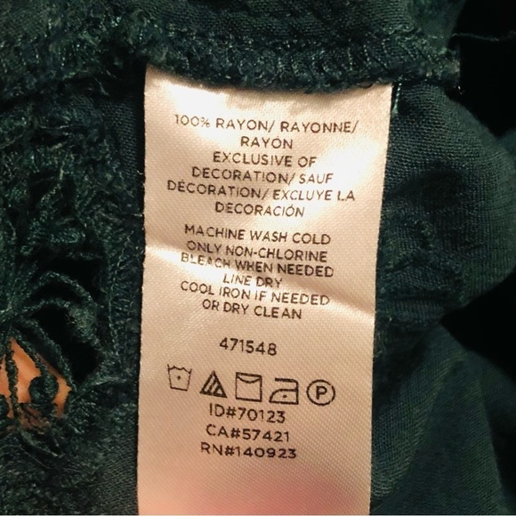 LOFT Dark Emerald Green Ruffle Sleeve Square Neck Embroidered Blouse Top Size S - Picture 10 of 11